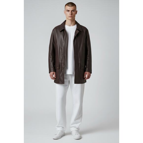 Banana Republic Cabinwear Tumble Leather Jacket Button Full Zip Closure Mens Med - Picture 1 of 11